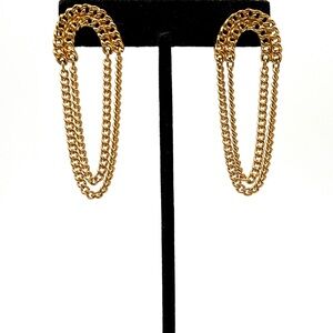Vintage Avon Drop Chain Loop Earrings Goldtone Post Back